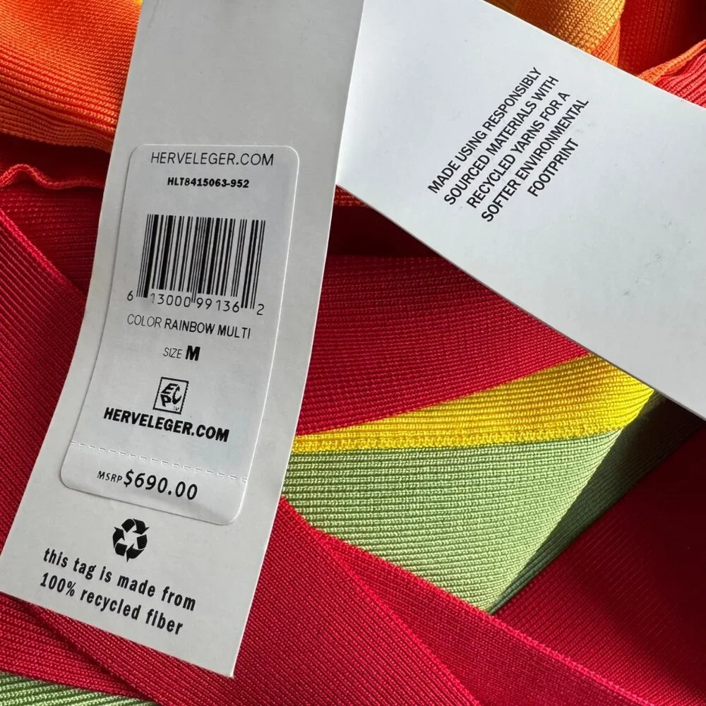 HERVE LEGER Rainbow Pride Bandage Dress Womens M NWT Bodycon Limited Edition NEW - Picture 10 of 13